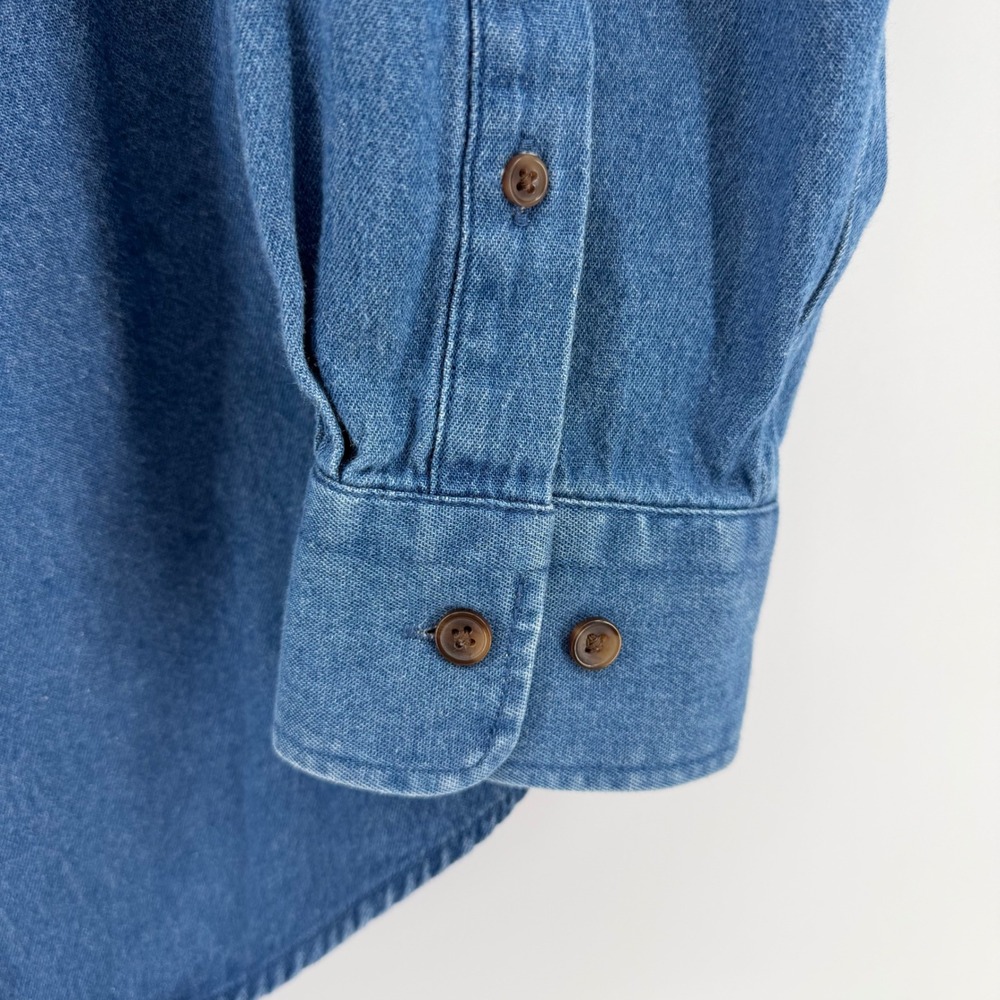 Croft & Barrow Denim Shirt Mens XL Blue Button Down Vintage 90s Long Sleeve - Picture 4 of 12